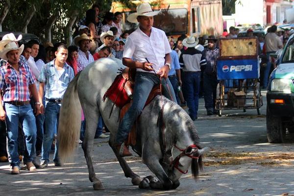 Jinete muestra las habilidades de su caballo en el desfile hípico realizado en Guastatoya. (Foto Prensa Libre: Hugo Oliva) <br _mce_bogus="1"/>