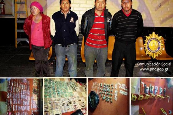 Capturados en operativo contra venta de drogas al menudeo. (Foto Prensa Libre: PNC)<br _mce_bogus="1"/>