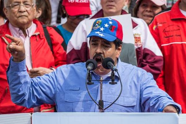 El presidente venezolano Nicolás Maduro en Caracas. (Foto Prensa Libre: AFP)