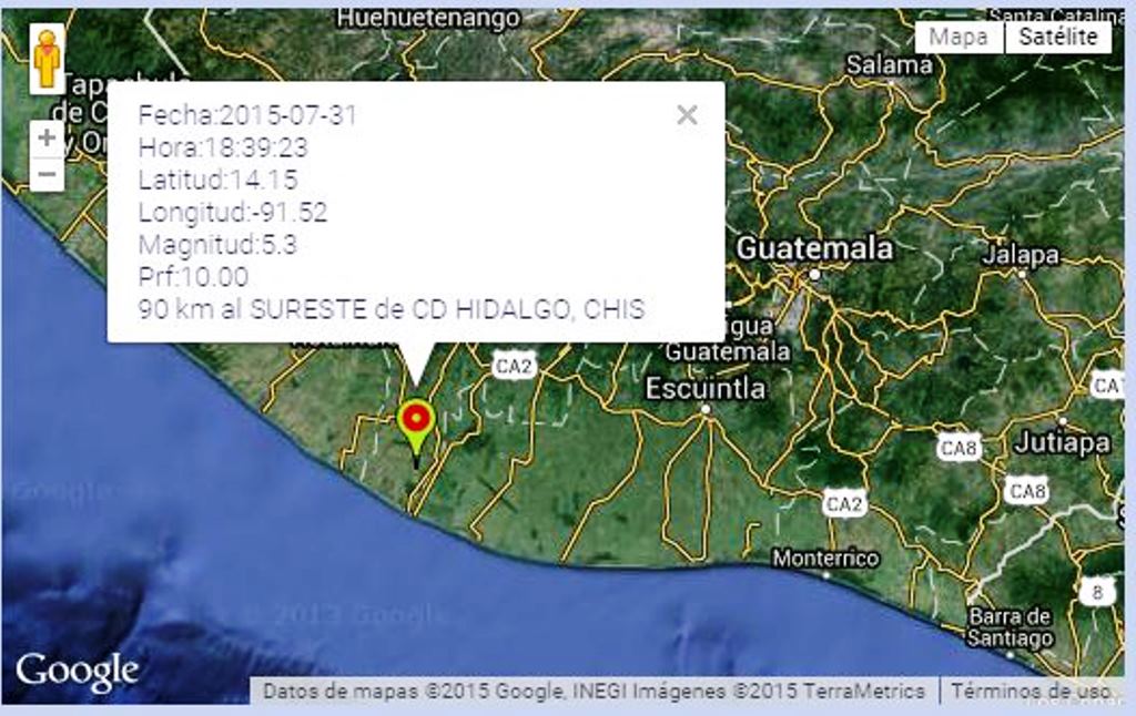 Información del sismo, según reporte de México. (Foto Prensa Libre: Internet)