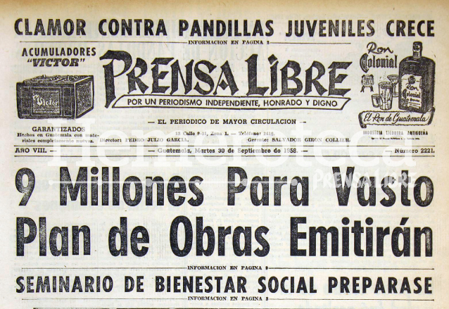 En 1958 la población clamaba por atención a las acciones de las pandillas. (Foto Prensa Libre: Hemeroteca)