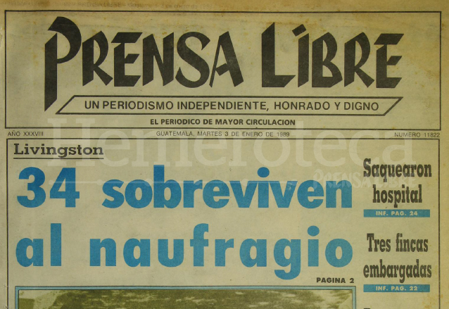 Titular de Prensa Libre del 03/01/1989. (Foto: Hemeroteca PL)