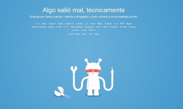Mensaje de error en la versión de escritorio de Twitter. (Foto Prensa Libre: EFE)