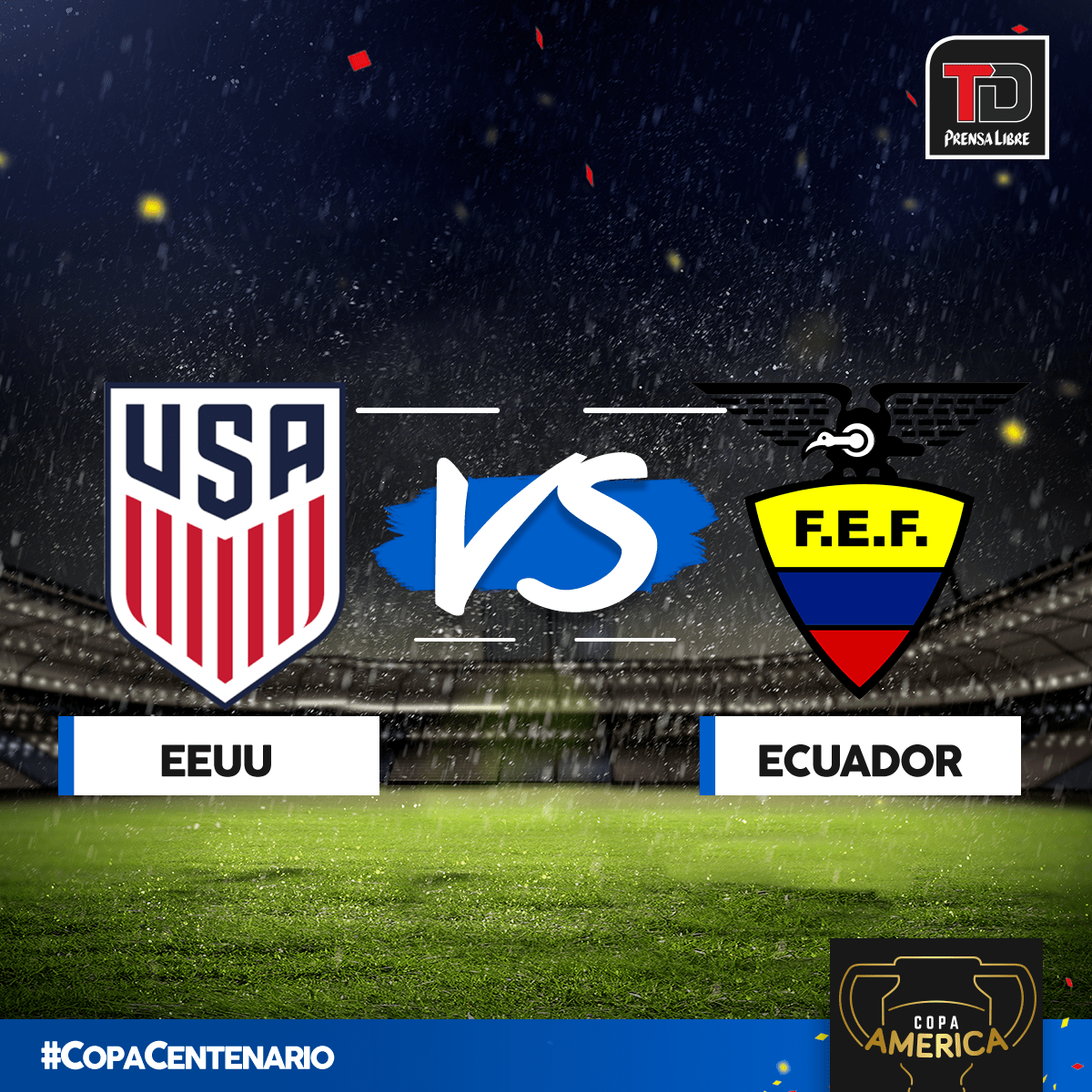 Estados Unidos y Ecuador abren el telón de los cuartos de final de la Copa América. (Foto Prensa Libre: TodoDeportes)