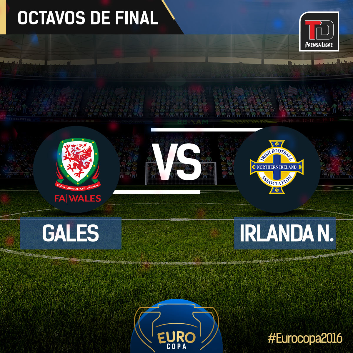 Los octavos de final siguen con el duelo entre galeses e irlandeses. (Foto Prensa Libre: TodoDeportes)