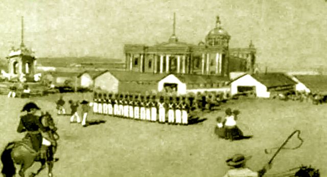 Reproducción a partir de una pintura en la cual se aprecia la plaza central de Guatemala, en 1850. (Foto: Museo Nacional de Historia).