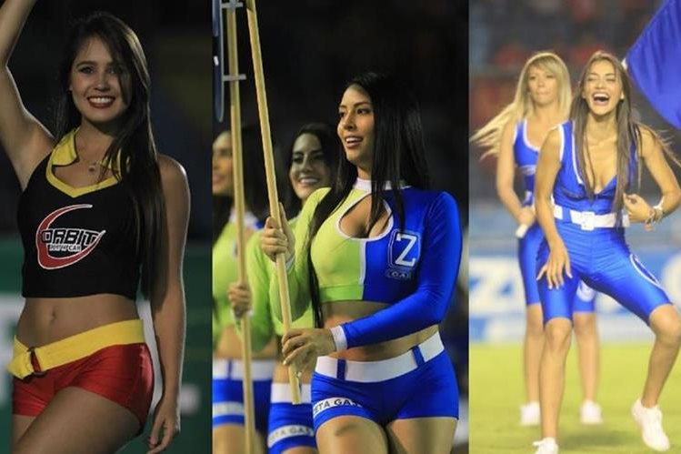 Las edecanes acaparan miradas en los estadios de la Liga Nacional. (Foto Prensa Libre: Jorge Ovalle)
