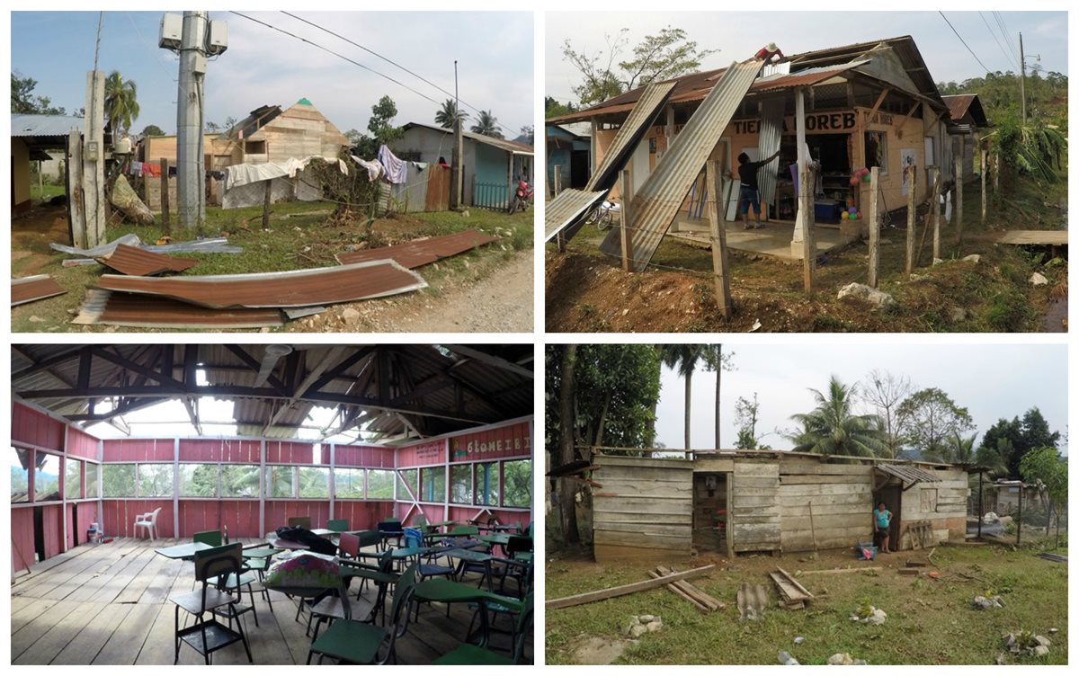 Vientos fuertes dañaron viviendas y escuelas en Fray Bartolomé de las Casas, Alta Verapaz. Unas 150 familias fueron afectadas. (Foto Prensa Libre: Eduardo Sam Chun)