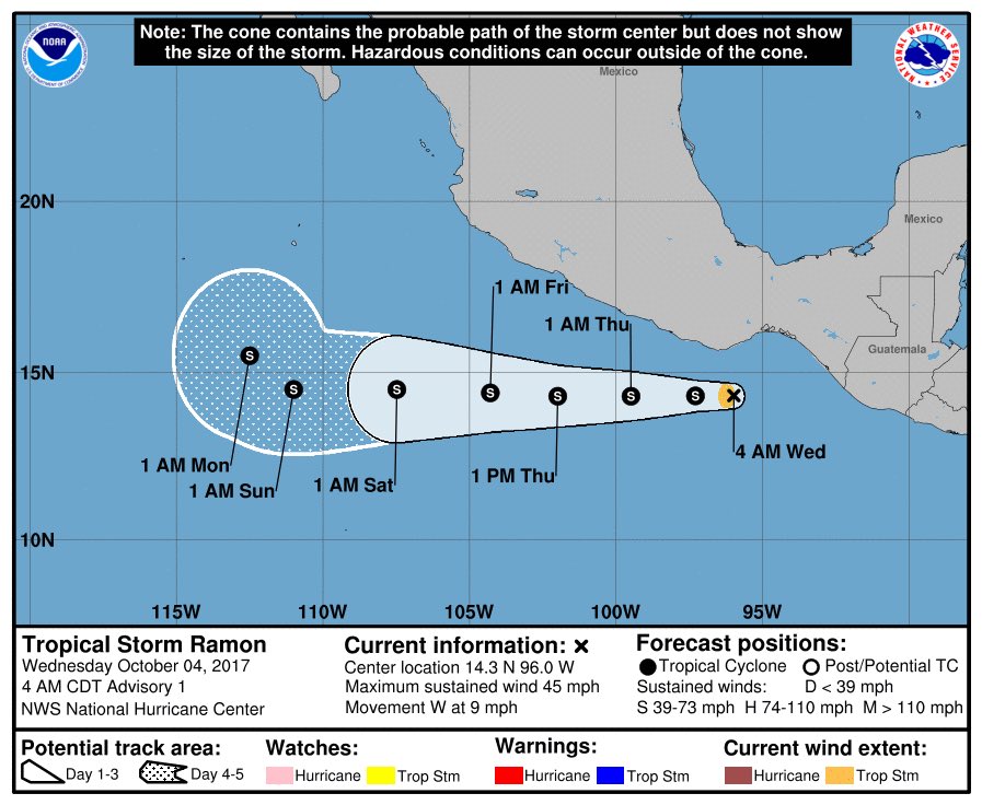 Tormenta tropical Ramón se forma frente a la costa de México