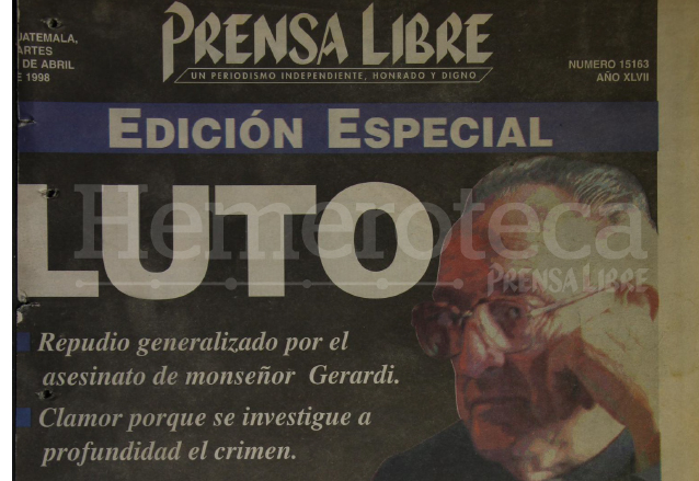 Detalle de la Portada de Prensa Libre del 28/04/1998. (Foto: Hemeroteca PL)