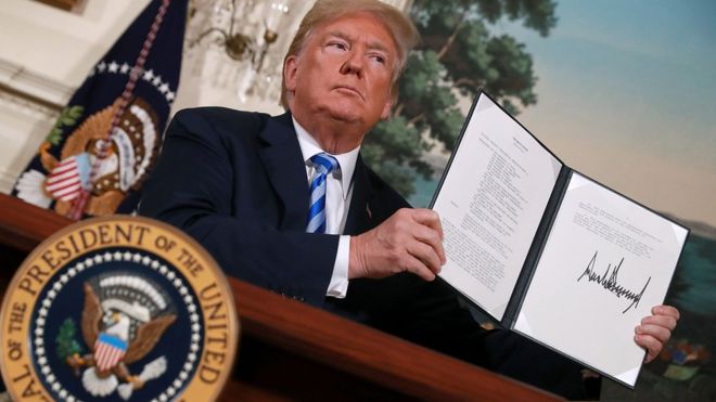 El presidente de Estados Unidos, Donald Trump, revocó en mayo la decisión de su predecesor, Barack Obama, y se salió del acuerdo donde se comprometía a levantar las sanciones. FOTO: AFP