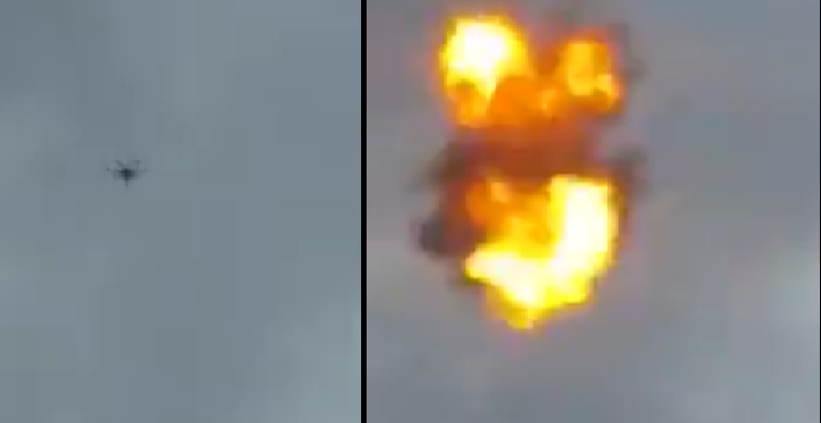 Este es el momento de la explosión de uno de los supuestos drones que habrían sido utilizados en el atentado contra el presidente de Venezuela. (Foto Prensa Libre: Captura de pantalla)