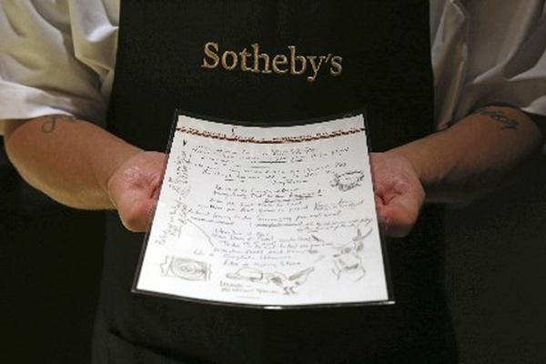 Vista de la letra original de la canción Like a Rolling Stone, de Bob Dylan. (Foto Prensa Libre: ARCHIVO)