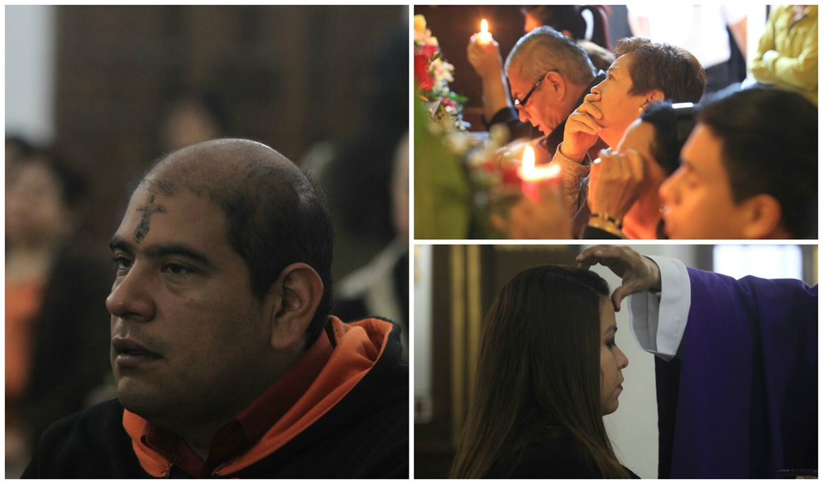 Fieles asisten a iglesias en Miércoles de Ceniza. (Foto Prensa Libre: Estuardo Paredes y Óscar Rivas)