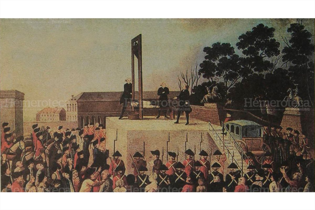 El pintor Jean Jacques David, desde la terraza del café La Regence, representa uno de los momentos en el cual se utilizó la guillotina. (Foto: Hemeroteca PL)