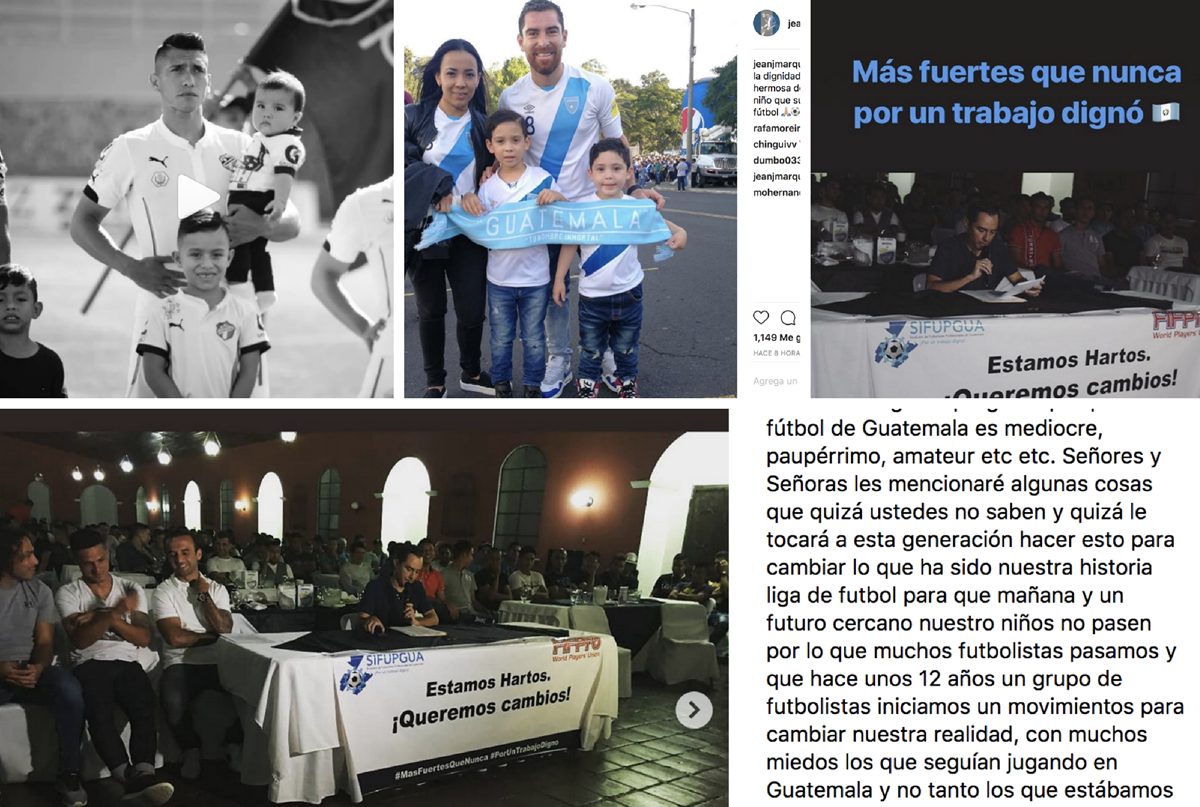 Futbolistas y exfutbolistas mostraron su apoyo a la decisión del Sifupgua de ir al paro para exigir que se respeten sus derechos. (Foto Prensa Libre: Redes)