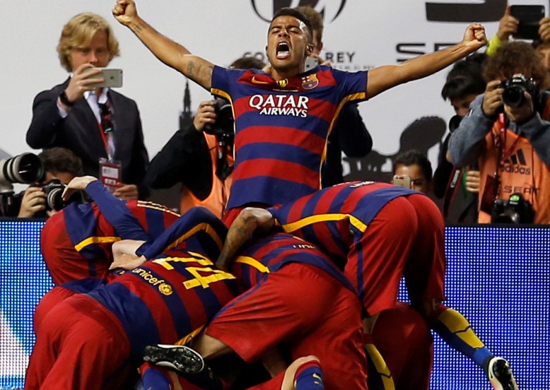Jordi Alba abrió el camino a la gloria para el Barcelona. (Foto Prensa Libre: AP)