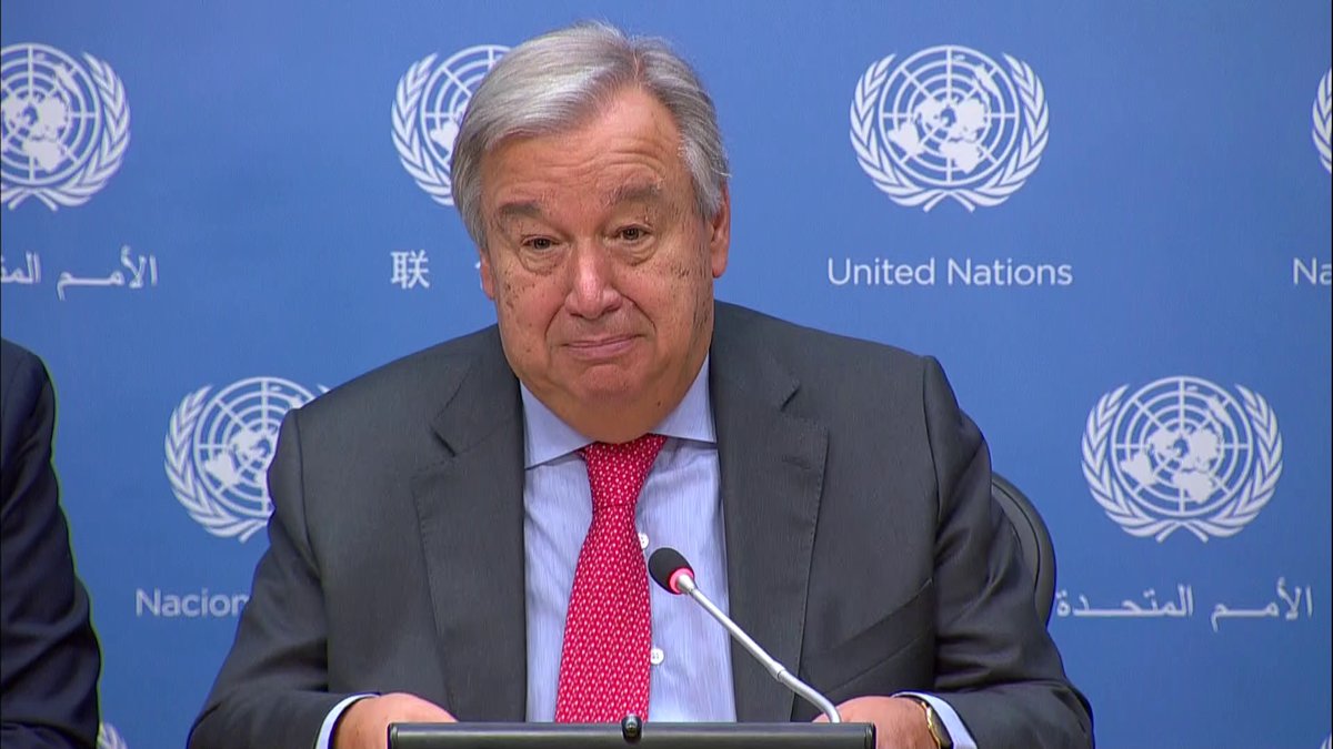 António Guterres, secretario general de la ONU, en conferencia de prensa. (Foto Prensa Libre: ONU)