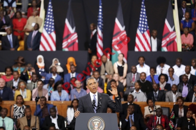 El presidente estadounidense Barack Obama pronuncia un discurso en Nairobi, Kenia. (Foto Prensa Libre:AFP)