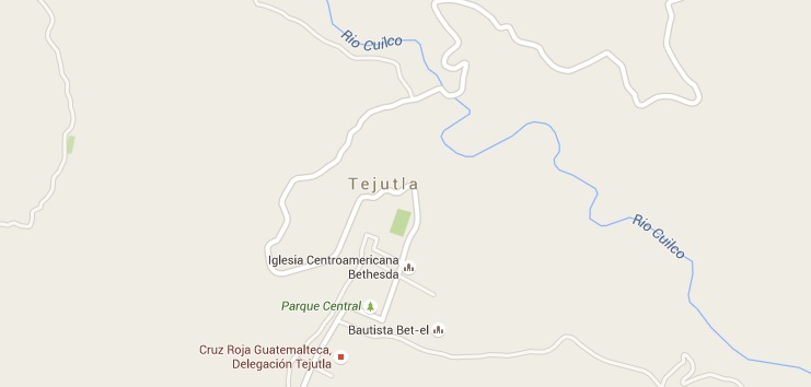Un estudiante apareció muerto dentro de un sanitario de un establecimiento.en Tejutla, San Marcos. (Foto Prensa Libre: Google Map)