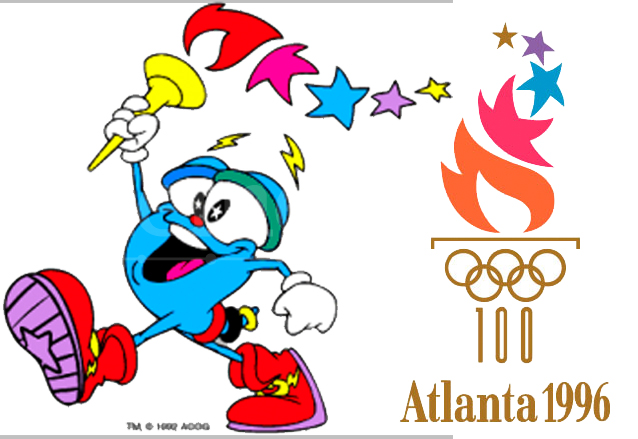 Izzy, la mascota oficial de los Juegos Olímpicos y el Logo de Atlanta 1996. (Foto: Hemeroteca PL)