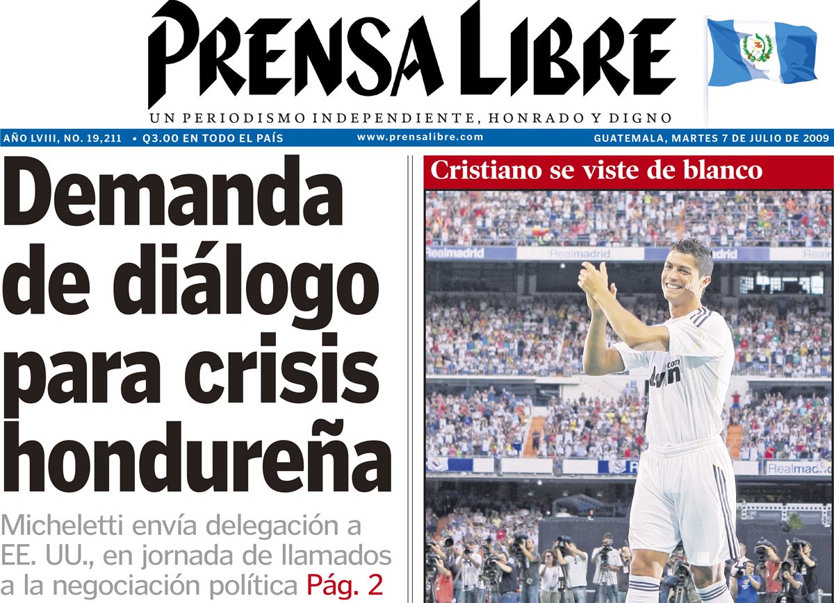 Portada del 7/7/2009 el jugador Cristiano Ronaldo es presentado a la afición del real Madrid.(Foto: Hemeroteca PL)