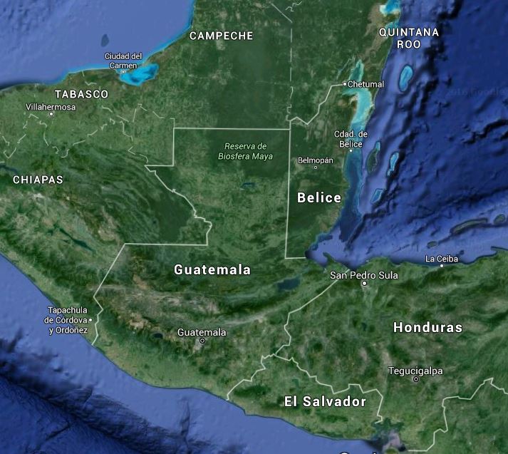 Mapa de ubicación de Guatemala en el istmo centroamericano. (Foto Prensa Libre: Google Maps)