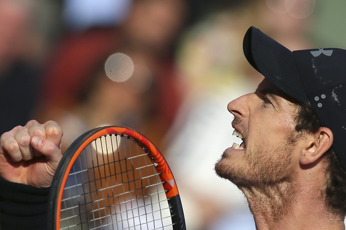 Andy Murray festeja luego de vencer al japonés Kei Nishikori. (Foto Prensa Libre: AFP)