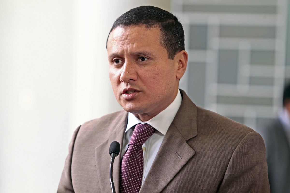 El canciller, Carlos Raúl Morales, ofreció detalles sobre el proceso de unión aduanera de los países del Triángulo Norte de Centroamerica. (foto Prensa Libre: Álvaro Interiano)