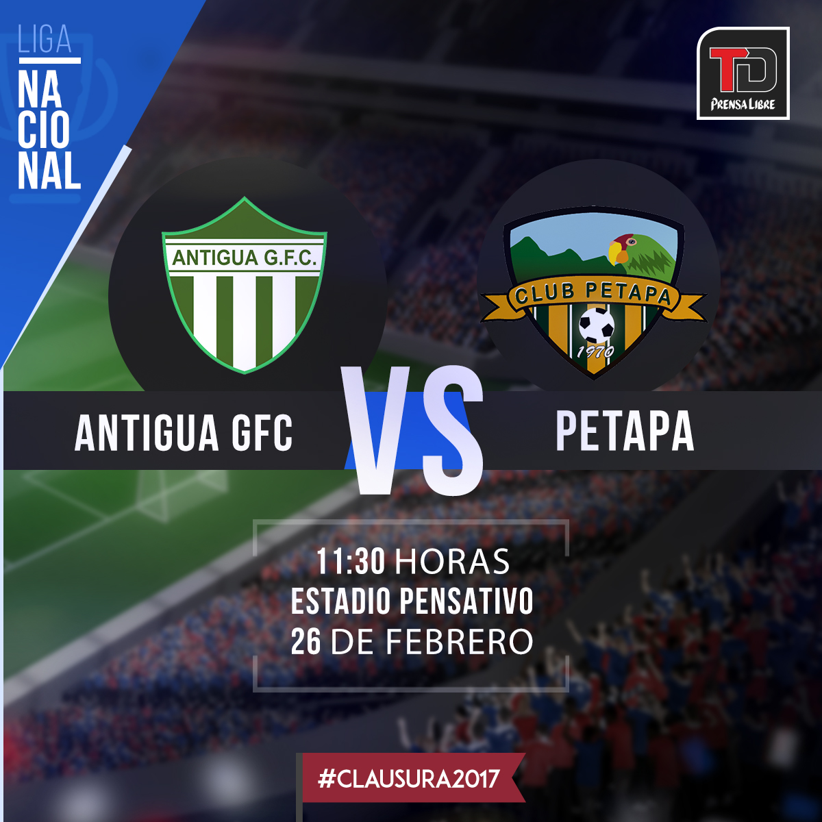 Antigua y Petapa se miden en el Estadio Pensativo en otro duelo de la jornada 9. (Foto Prensa Libre: TodoDeportes)