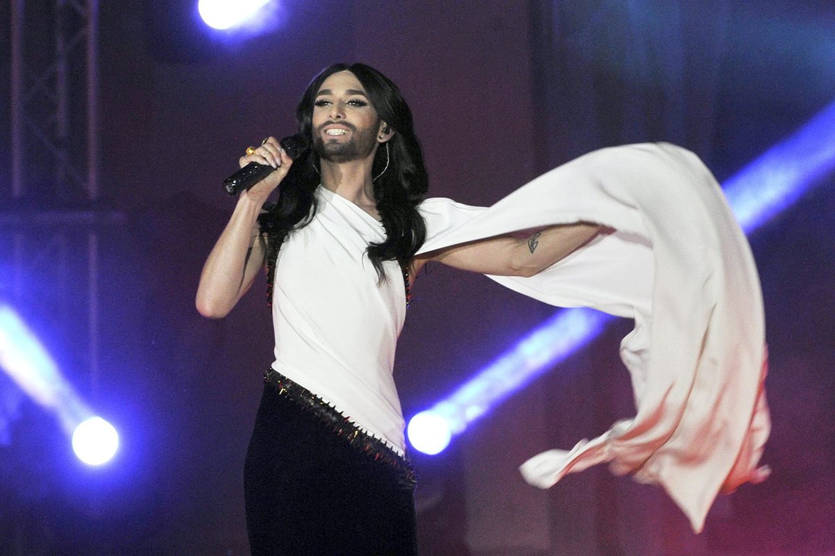 <span lang="ES-GT">Conchita </span><font size="2">Wurst ganó la pasada edición de Eurovisión. (Foto Prensa Libre EFE)</font>