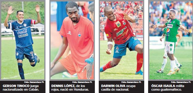 Tinoco, López, Oliva e Isaula, son cuatro hondureños de que juegan como guatemaltecos en la Liga. (Foto Prensa Libre: Hemeroteca)