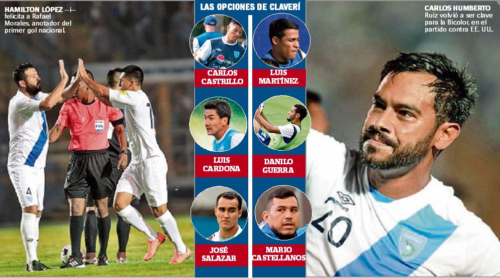 Walter Clavería deberá realizar cambios en su alineación si es que no logra contar con Carlos Ruiz ni Hamilton López. (Foto Prensa Libre: Francisco Sánchez y Norvin Mendoza)