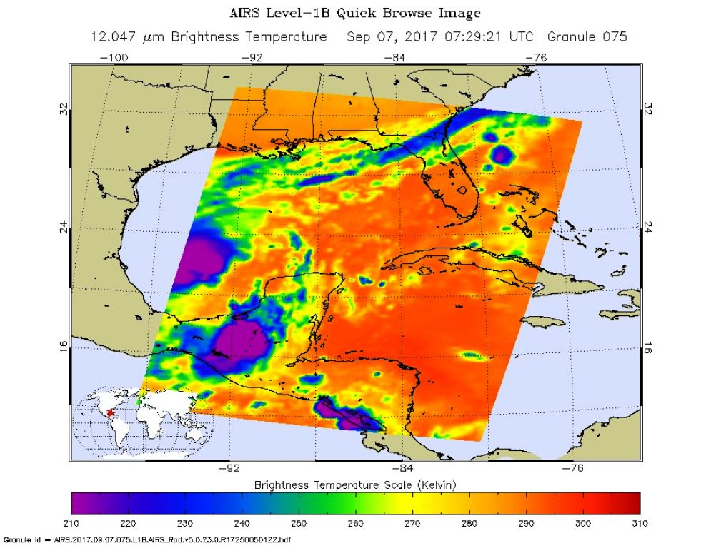 Imagen de satélite del Centro Nacional de Huracanes de Estados Unidos muestra los efectos indirectos de Katia. (Foto Prensa Libre: @NHC_Atlantic)