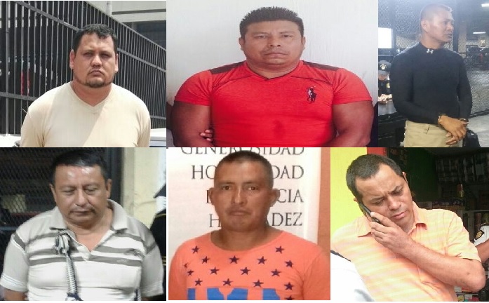 Aprehendidos son señalados de haber efectuado procedimientos incorrectos en la captura de integrantes de la banda<em> los Temerarios.</em> (Foto Prensa Libre: Cortesía PNC)