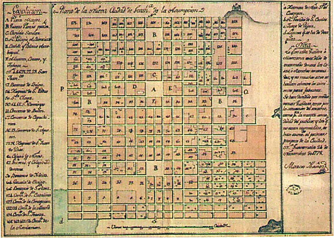 Plano de 1778, de Marcos Iba?n?ez, en donde se observa co?mo se empieza a tapar la laguneta San Juan de Dios. (Foto: Museo de Historia)
