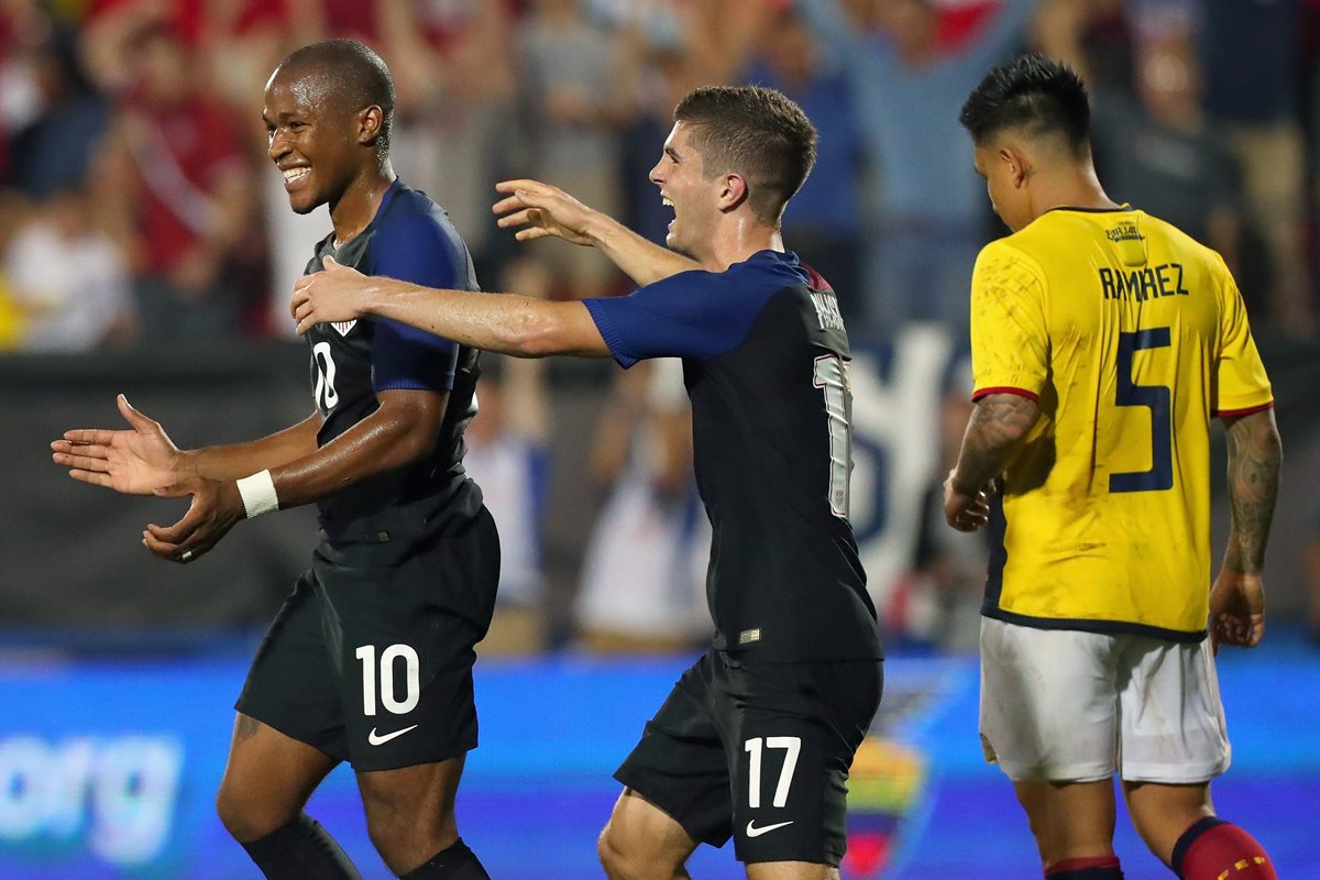 Darlington Nagbe festeja tras anotar el gol que le dio el triunfo a Estados Unidos. (Foto Prensa Libre: AFP).