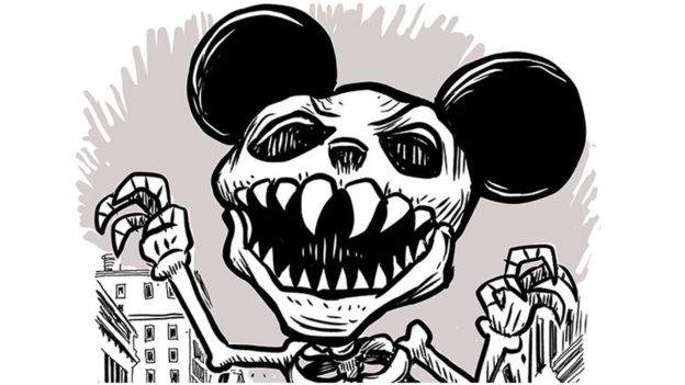 Esta es la caricatura de Lalo Alcaraz sobre los deseos de Disney de registrar la marca "Día de los Muertos". (Cortesía Lalo Alcaraz)