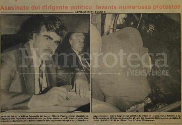 Detalle de la portada de Prensa Libre del 26 de enero de 1979 donde se destacaba el asesinato del doctor Fuentes Mohr. (Foto: Hemeroteca PL)
