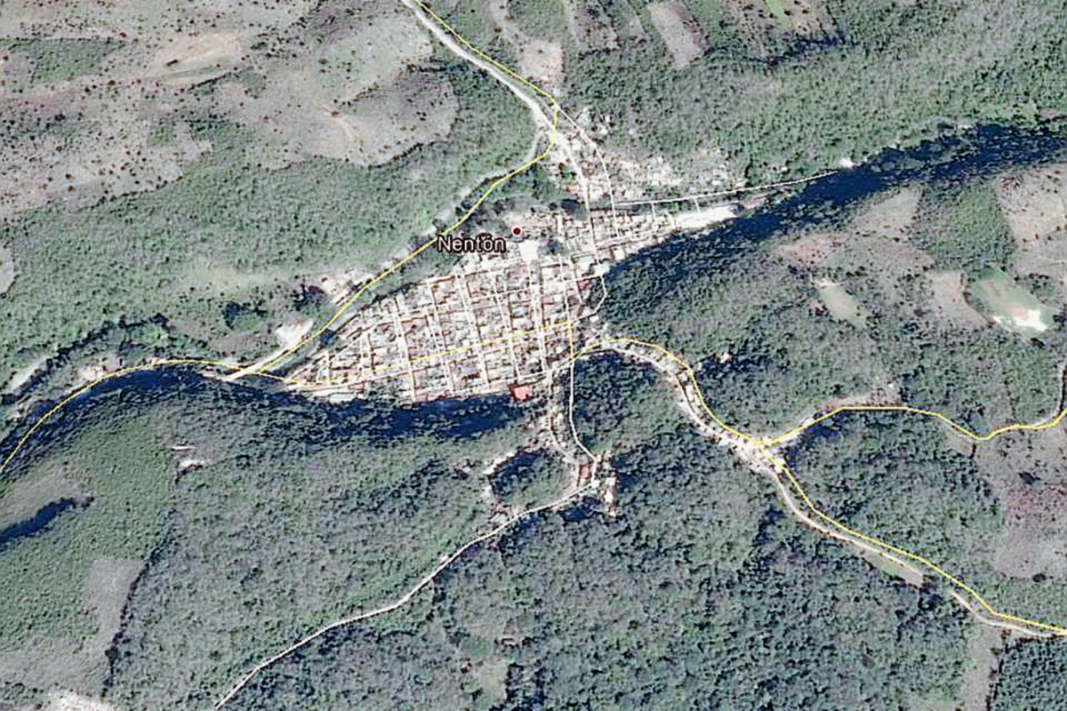 Mapa de Nentón, Huehuetenango, donde fue localizado el cuerpo de una adolescente que había sido secuestrada. (Foto Prensa Libre: Google Earth)