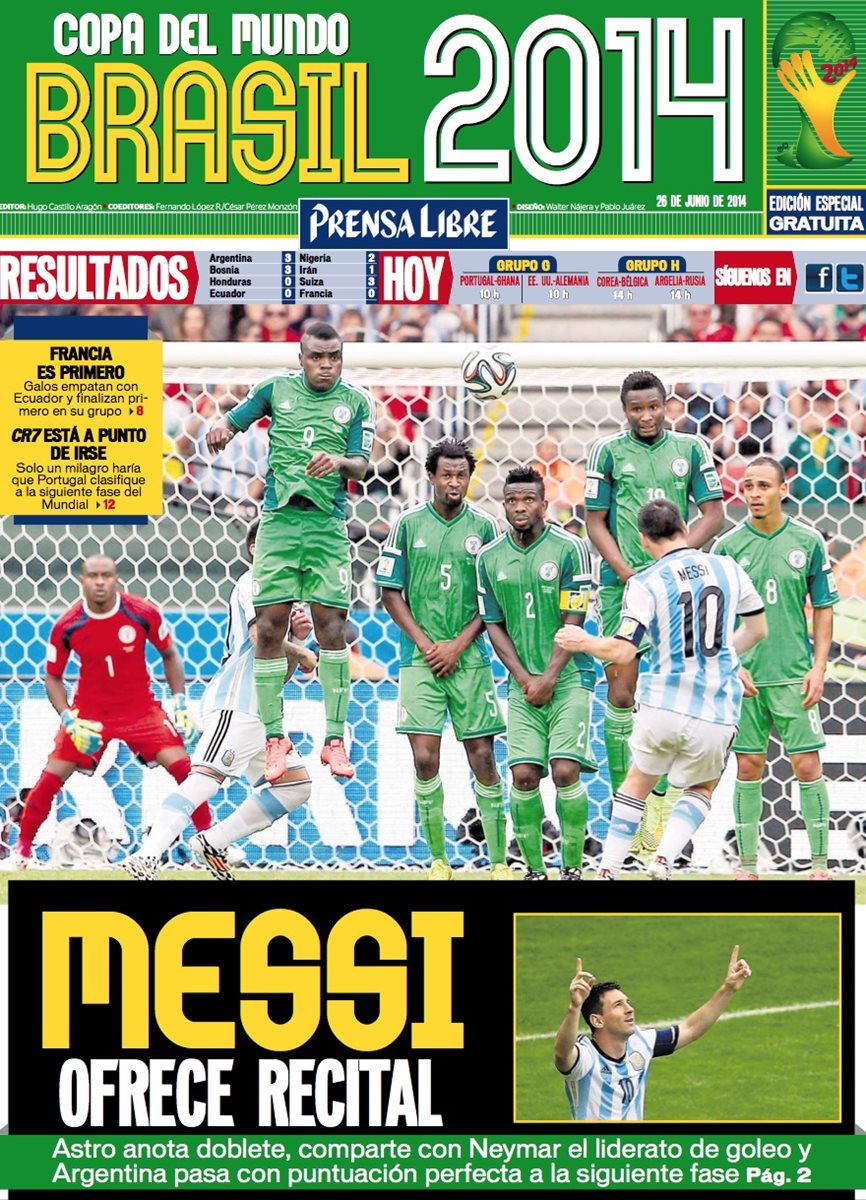 Argentina se impuso 3-2 a Nigeria en el mundial de Brasil 2014. (Foto Prensa Libre: Hemeroteca PL)
