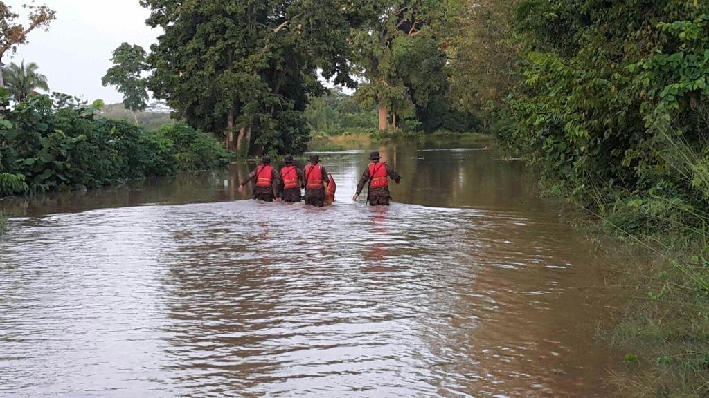 Una de las áreas inundadas en San José La Máquina, Suchitepéquez. (Foto Prensa Libre: Melvin Popá)