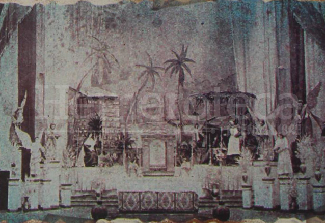 Jornaditas en el Templo de Santa Teresa mostrando la escena de la huída a Egipto en 1915. (Foto: Hemeroteca PL)