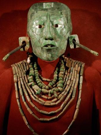 La máscara funeraria del rey Pakal se encuentra en el Museo Nacional de Antropología, en Ciudad de México. (Getty Images).