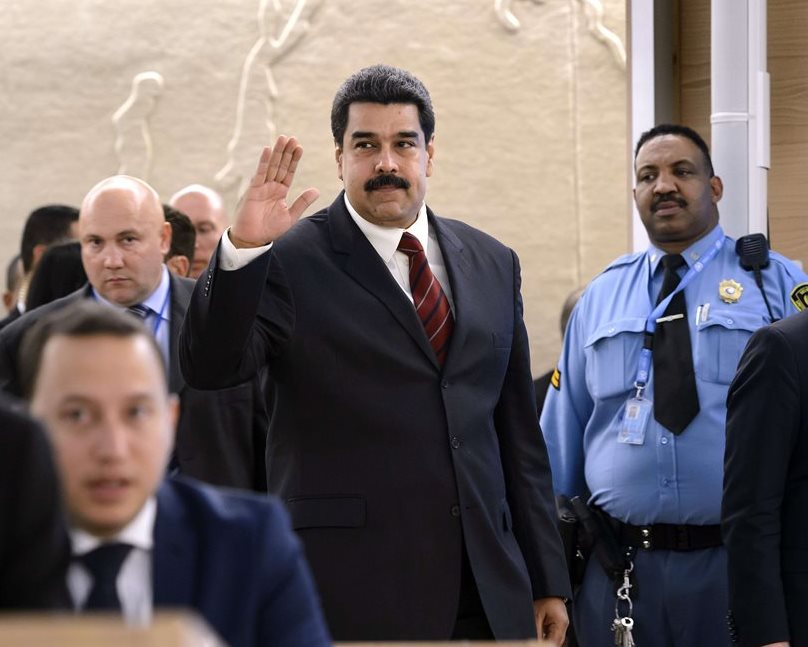 Nicolás Maduro arriba a la sede de Naciones Unidas en Ginebra. (Foto Prensa Libre: AFP).