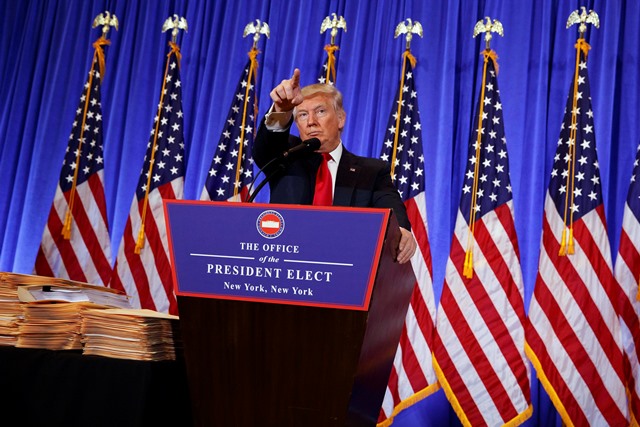 Donald Trump, durante una conferencia de prensa reciente. (Foto Prensa Libre: Agencias)