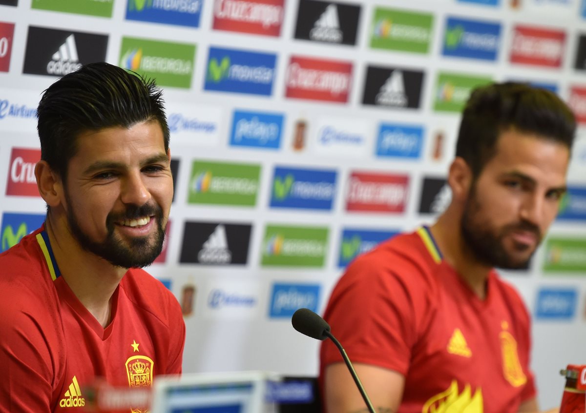 Nolito está feliz en la Selección española y al lado de sus compañeros. (Foto Prensa Libre: AFP)