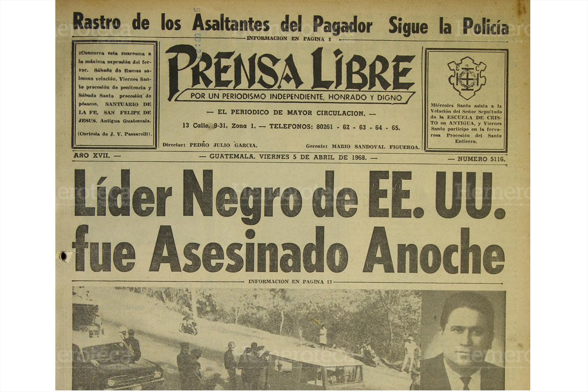 Portada de Prensa Libre del 5/04/1968.( Foto: Hemeroteca PL)