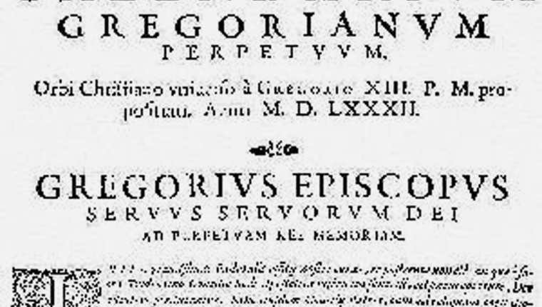 Bula Inter Gravissimas promulgada por el papa Gregorio XIII en 1582 para perfeccionar el calendario juliano. (Foto: Hemeroteca PL)