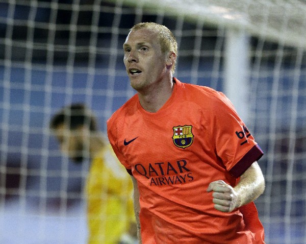 Jeremy Mathieu fue el salvador del FC Barcelona al anotar el único gol ante el Celta de Vigo. (Foto Prensa Libre: AFP)